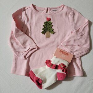 Gymboree Gingerbread Girl 12-18 month Used shirt, 12-24 month NWT socks set.